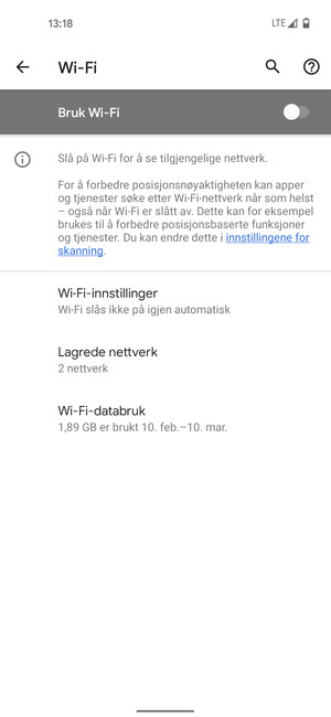 Slå på Bruk Wi-Fi