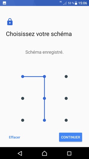 Dessinez un motif de déverrouillage et sélectionnez CONTINUER