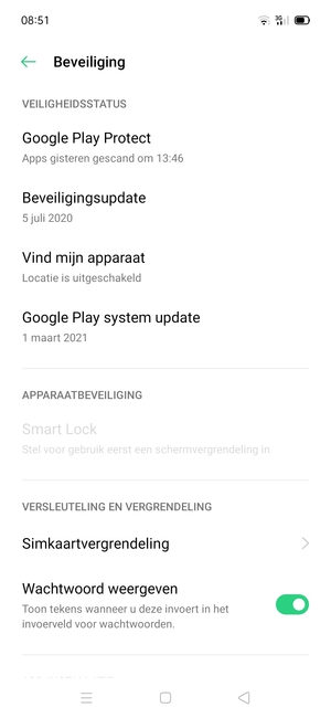 Scroll naar en selecteer Simkaartvergrendeling
