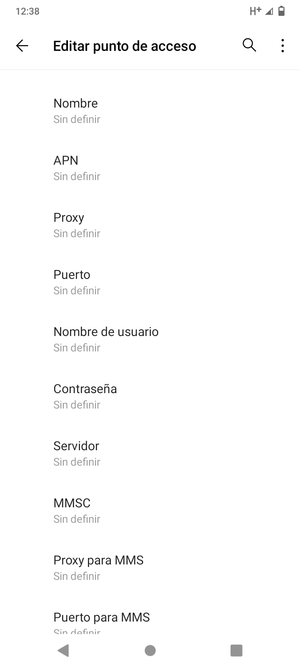 Introduzca la información de MMS