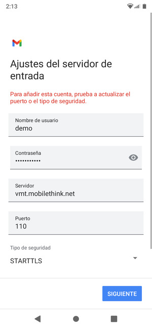 Seleccione Tipo de seguridad