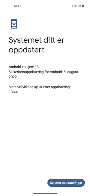 Hvis telefonen din er oppdatert, vil du se følgende skjermbilde