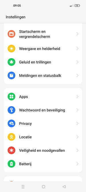 Scroll naar en selecteer Wachtwoord en beveiliging