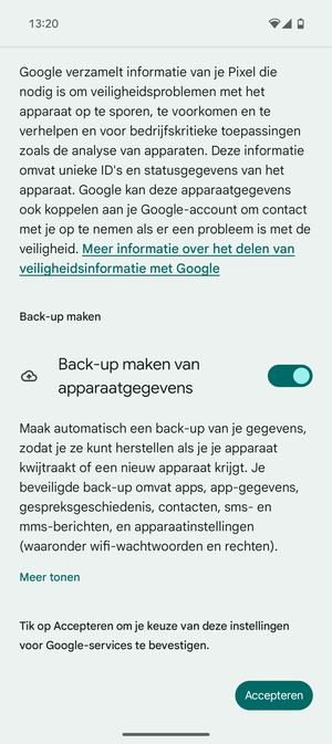 Selecteer Accepteren