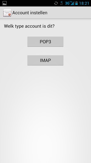 Selecteer POP3 of IMAP