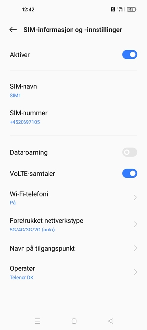 For å bytte nettverk hvis det oppstår nettverksproblemer, velg Operatør