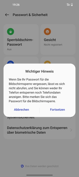 Wählen Sie Fortsetzen