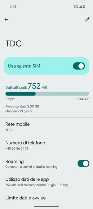Attiva o disattiva Roaming