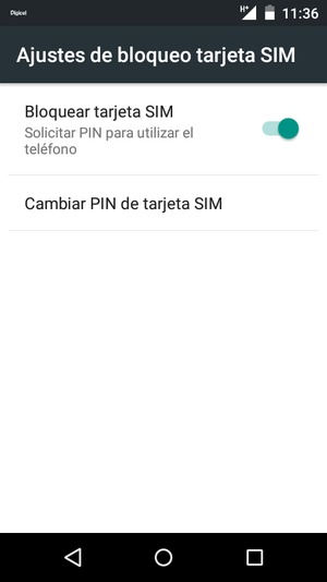 Seleccione Cambiar PIN de tarjeta SIM