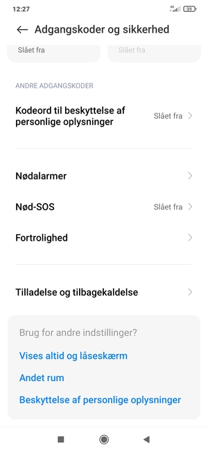 Scroll til og vælg Fortrolighed