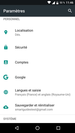 Faites défiler et sélectionnez Comptes