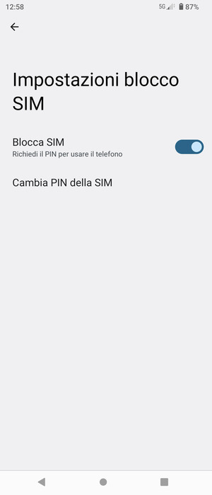 Seleziona  Cambia PIN della SIM