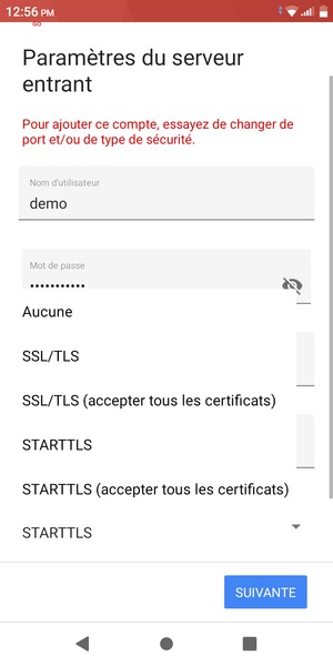 Sélectionnez Aucune puis SUIVANTE