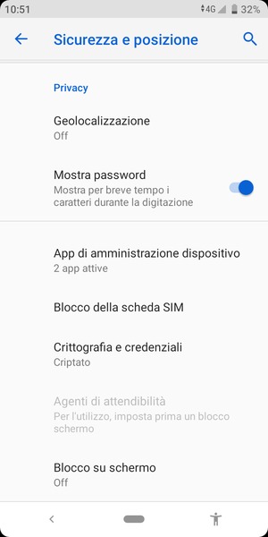 Seleziona Blocco della scheda SIM