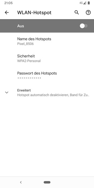 Wählen Sie Passwort des Hotspots