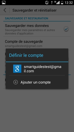 Sélectionnez votre compte de sauvegarde
