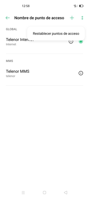 Seleccione Restablecer puntos de acceso