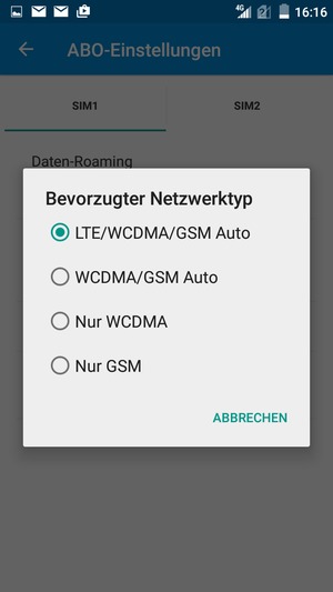 Wählen Sie Nur 2G / Nur GSM, um 2G zu aktivieren