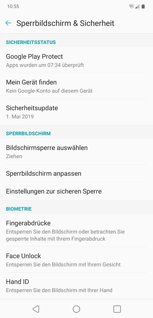 Wählen Sie Bildschirmsperre auswählen