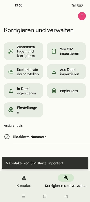 Ihre Kontakte werden in Ihrem Google Konto gespeichert und auf Ihrem Handy gespeichert, wenn Google das nächste Mal synchronisiert wird.