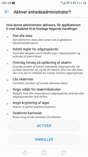 Scroll ned og vælg AKTIVER