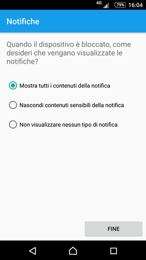 Seleziona la tua opzione preferita e poi FINE