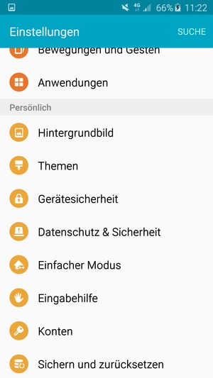 Scrollen Sie und wählen Sie Sichern und zurücksetzen