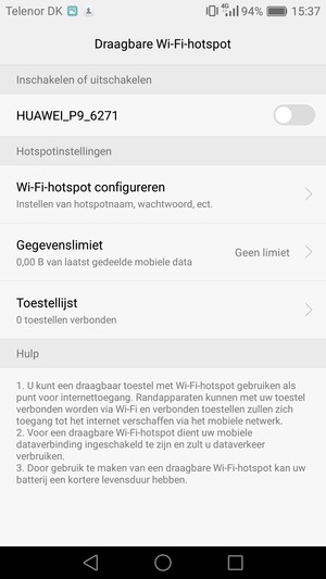 Selecteer Wi-Fi-hotspot configureren