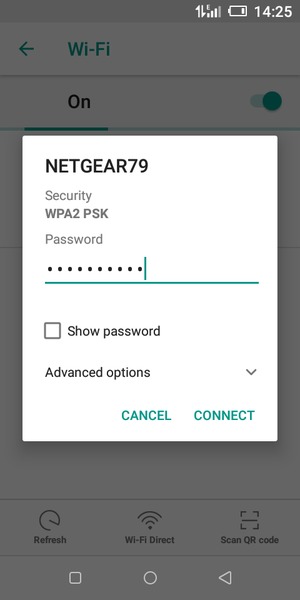 Enter the Wi-Fi password and select CONNECT