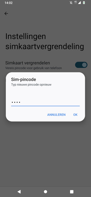 Bevestig uw nieuwe sim-pincode en selecteer OK