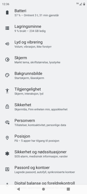 Bla til og velg Sikkerhet