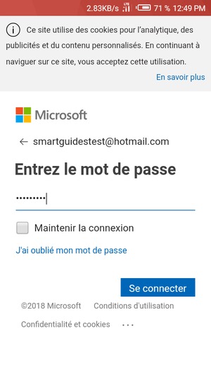 Saisissez votre mot de passe et sélectionnez Se connecter