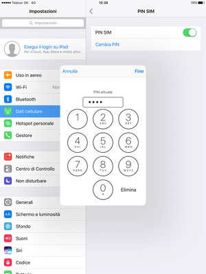 Inserisci PIN attuale e seleziona Fine