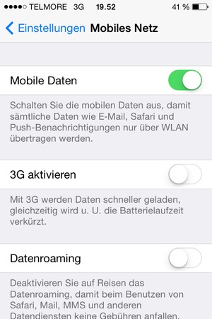 Schalten Sie Datenroaming an oder aus