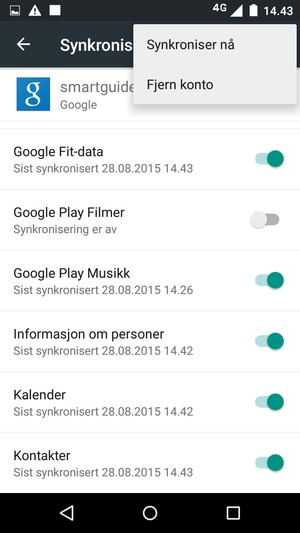 Velg Synkroniser nå
