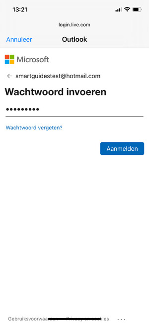 Voer uw wachtwoord in en selecteer Aanmelden