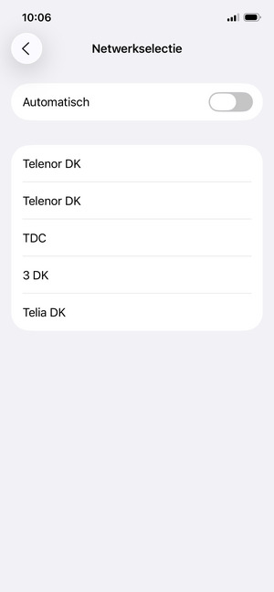 Selecteer een netwerkoperator uit de lijst