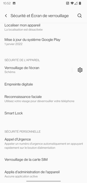 Sélectionnez Verrouillage de la carte SIM