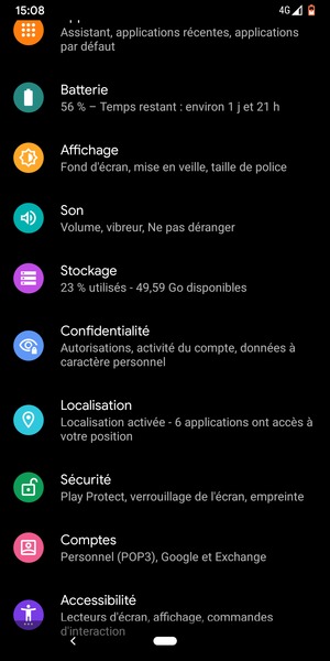 Faites défiler et sélectionnez Localisation