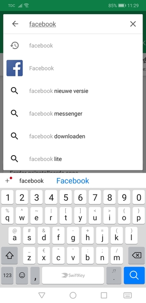 Voer de app-naam in en selecteer Zoeken