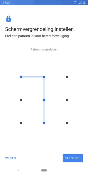 Teken een ontgrendelingspatroon en selecteer VOLGENDE