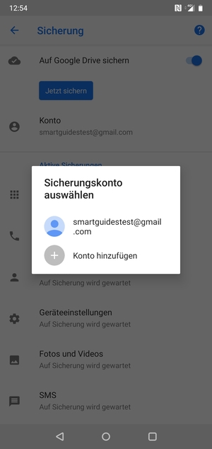 Wählen Sie Ihr Konto für Backup