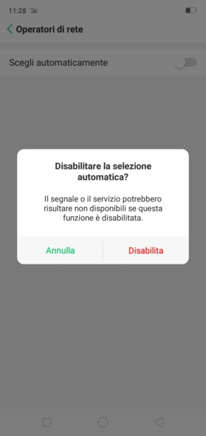 Seleziona Disabilita