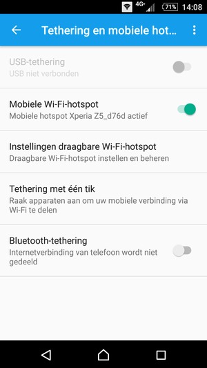 Uw telefoon is nu geïnstalleerd voor gebruik als modem