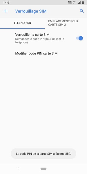 Votre code PIN de la carte SIM a été modifié