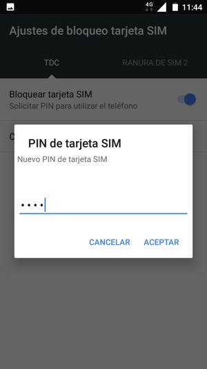 Introduzca su Nuevo PIN de tarjeta SIM y seleccione ACEPTAR