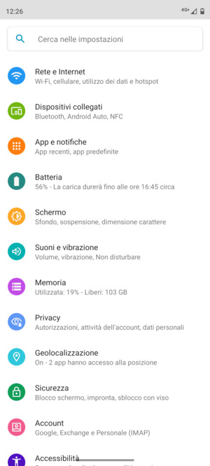 Seleziona Rete e Internet
