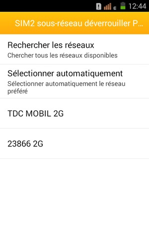 Sélectionnez un opérateur réseau dans la liste