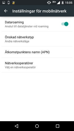Slå på eller stäng av Dataroaming