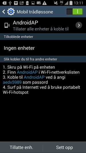 Velg Sett opp